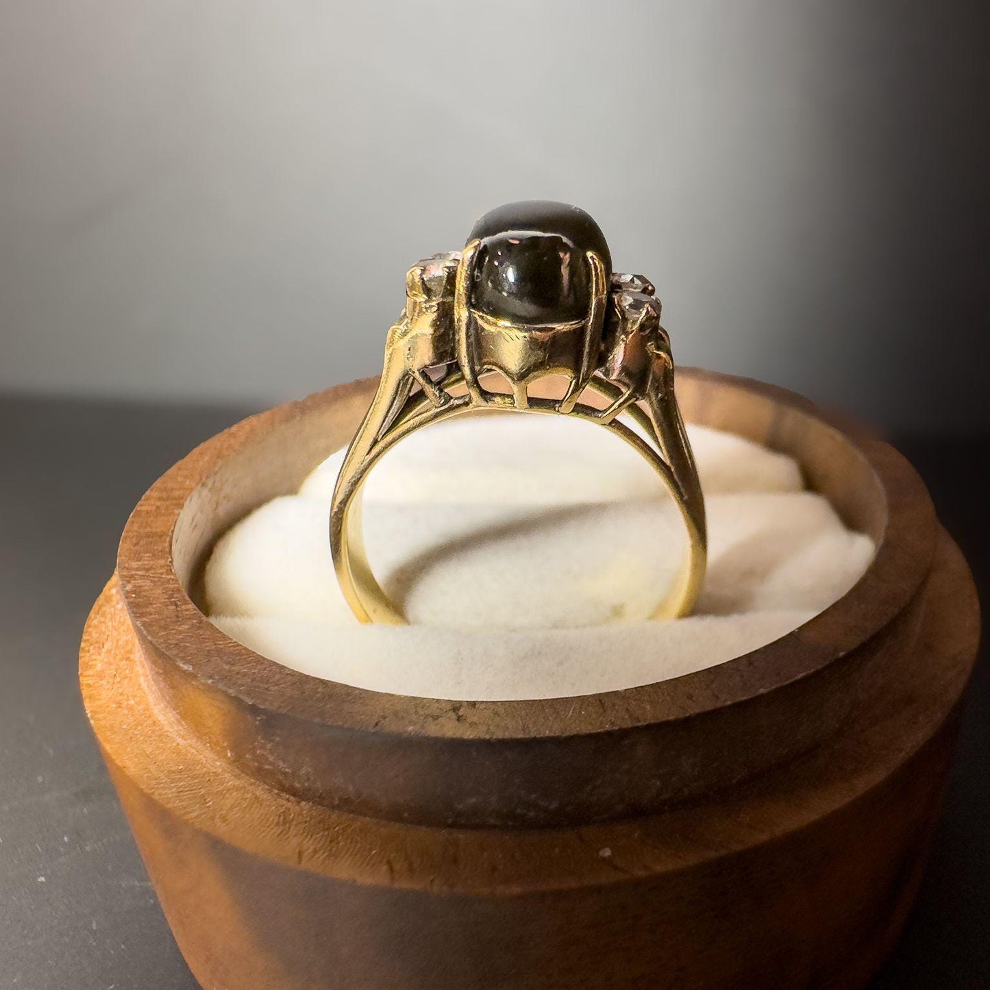 Vintage 9ct Gold Star Sapphire & Clear Zirconia Ring | Unique Statement Ring | Classic Vintage Jewelry | Gift for Her |