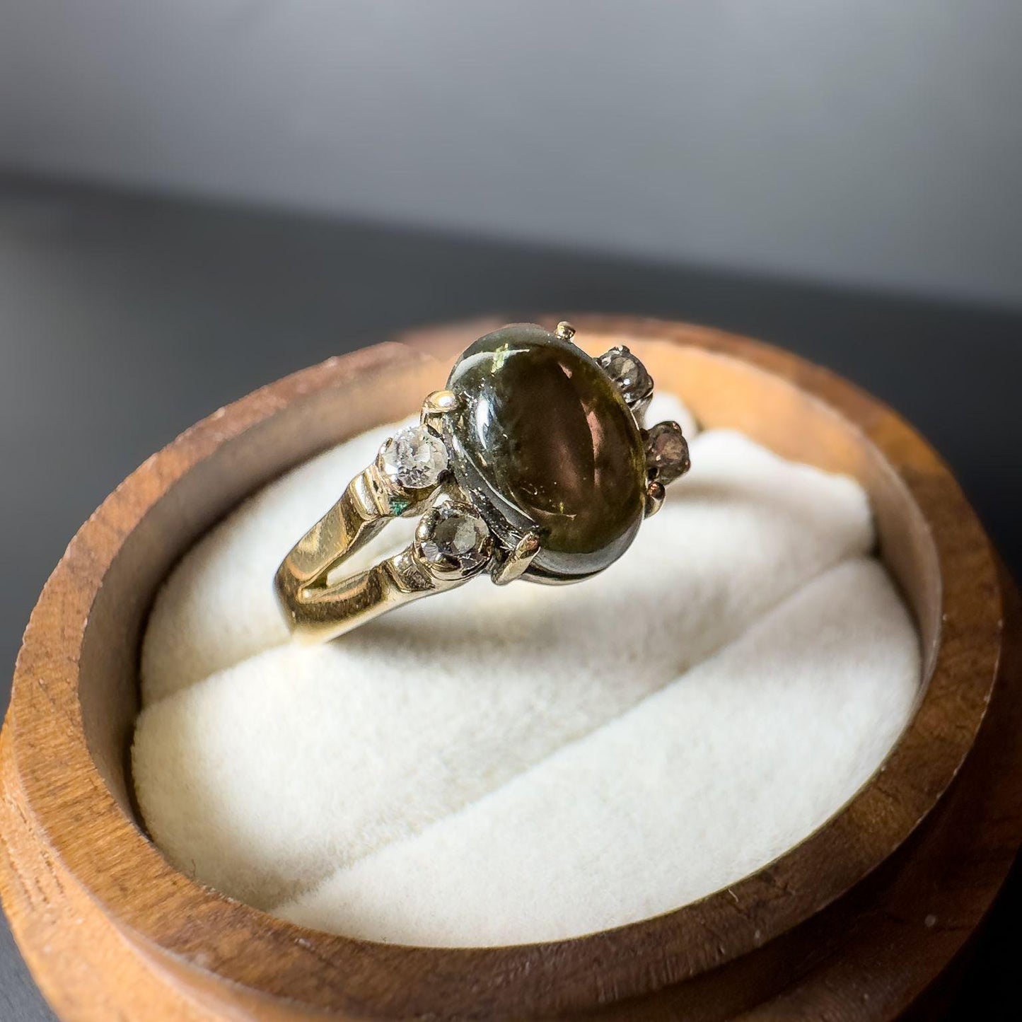 Vintage 9ct Gold Star Sapphire & Clear Zirconia Ring | Unique Statement Ring | Classic Vintage Jewelry | Gift for Her |