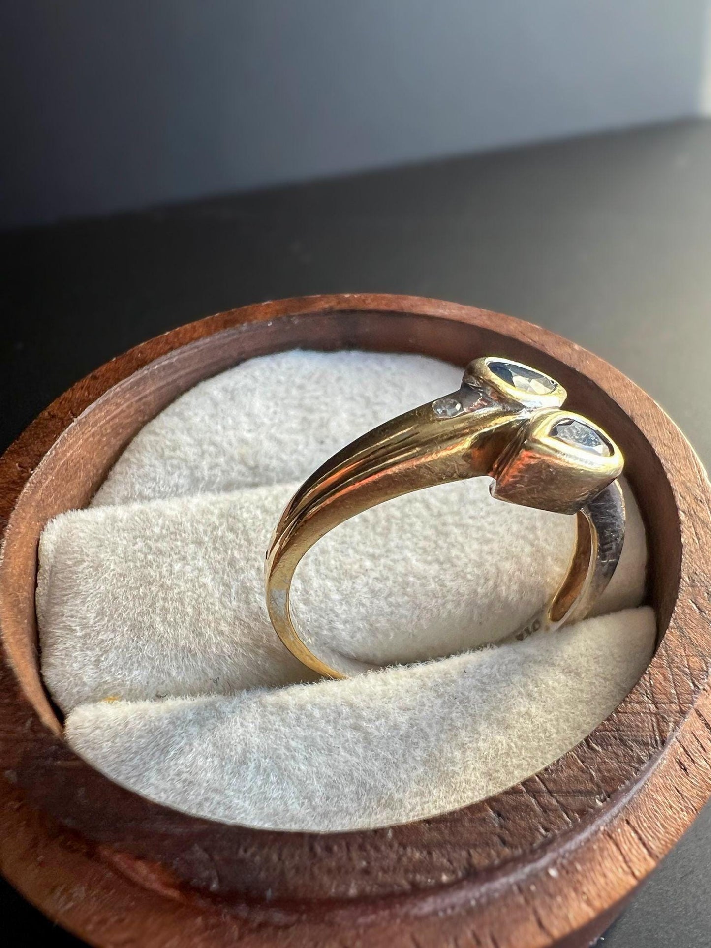 Vintage 9ct Bi-Coloured Gold Snake Style Ring with Sapphire & Diamond Accents | English Hallmarks | UK L 1/2 - US 6