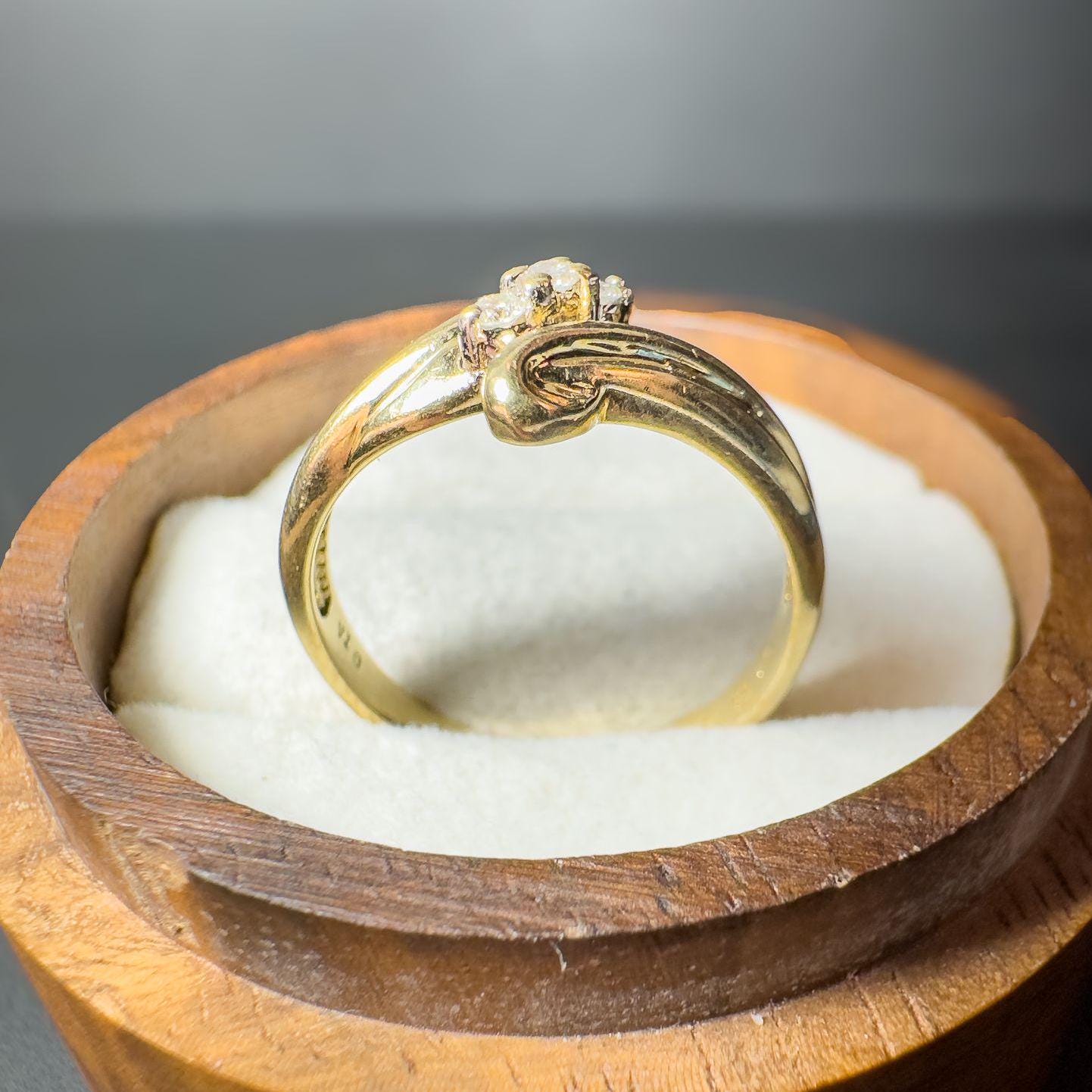Vintage 9ct Gold Snake Ring with Diamonds | Elegant Symbolic Jewelry | Unique Statement Ring | UK L - US 5.75 | Resizable | Hallmarked