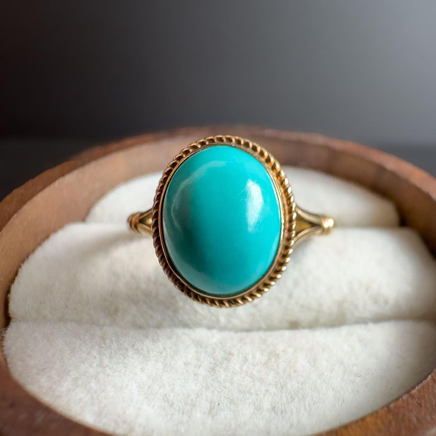 Bold & Beautiful 1970s 9ct Gold Turquoise Ring Vintage Chic Jewelry | UK K 1/2 - US 5.5 | Resizable | English Hallmarks