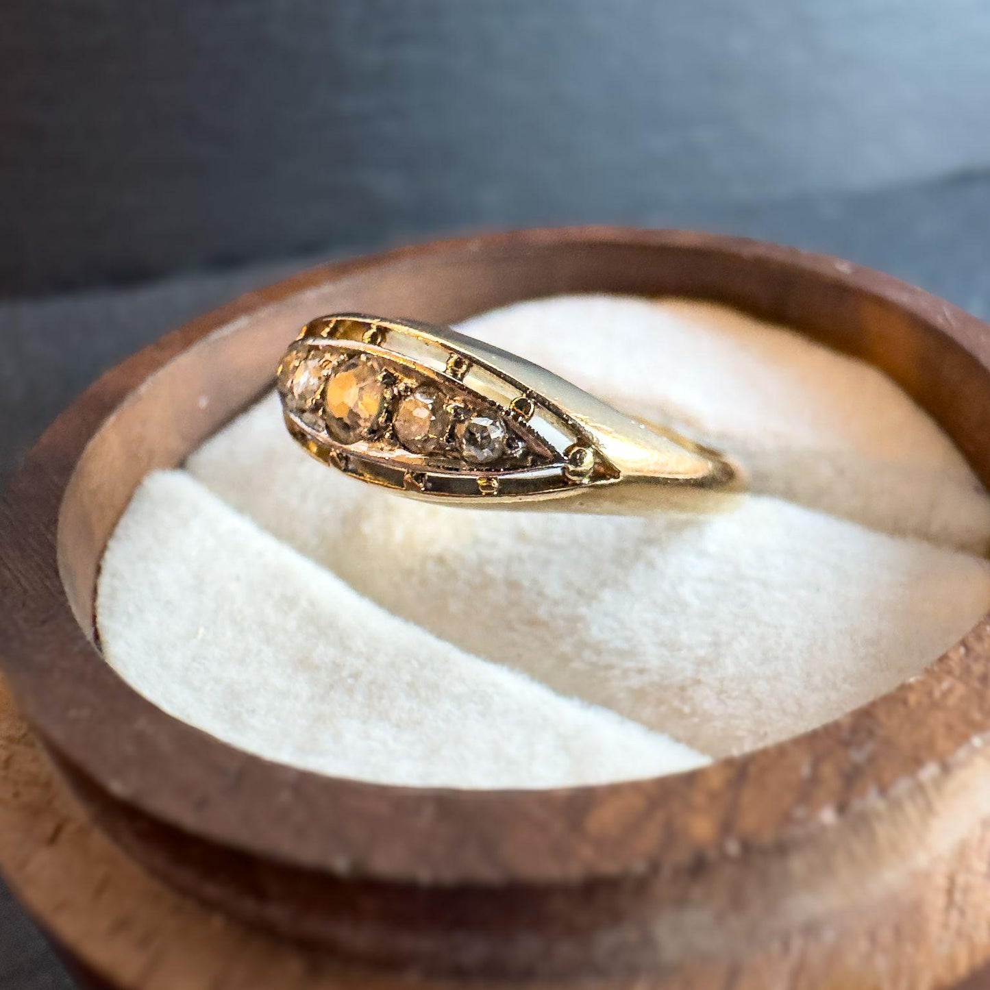 Antique 18ct Gold Diamond Five Stone & Platinum Ring | Edwardian Ring | Antique Art Deco Jewelry | UK K 1/2 - US 5.5 | Resizable |