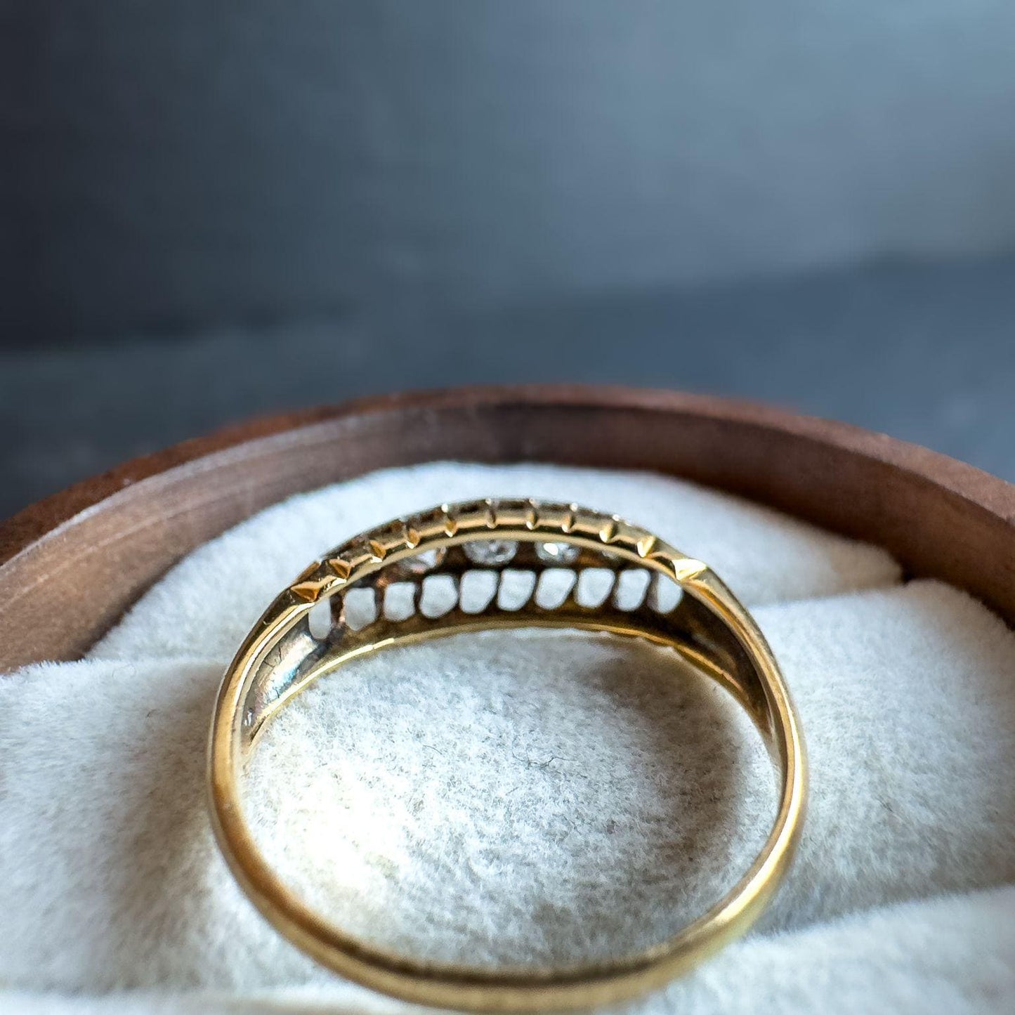 Antique 18ct Gold & Platinum Diamond Ring | Antique Marquise Design Jewelry | UK J 1/2 - US 5 | Resizable | Five Stones Diamond Ring |