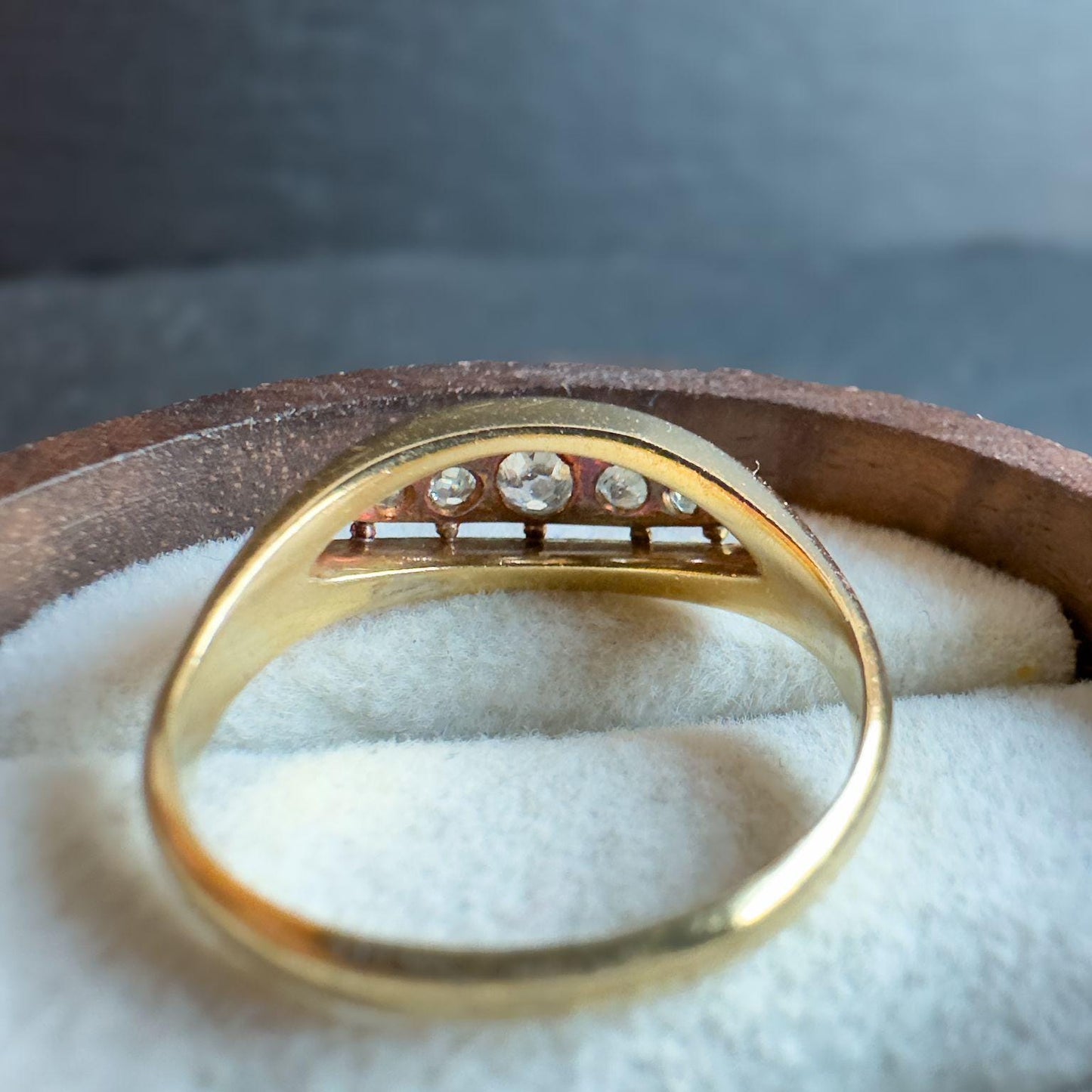 Antique 18ct Gold & Platinum Diamond Ring | Antique Marquise Design Jewelry | UK J 1/2 - US 5 | Resizable | Five Stones Diamond Ring |