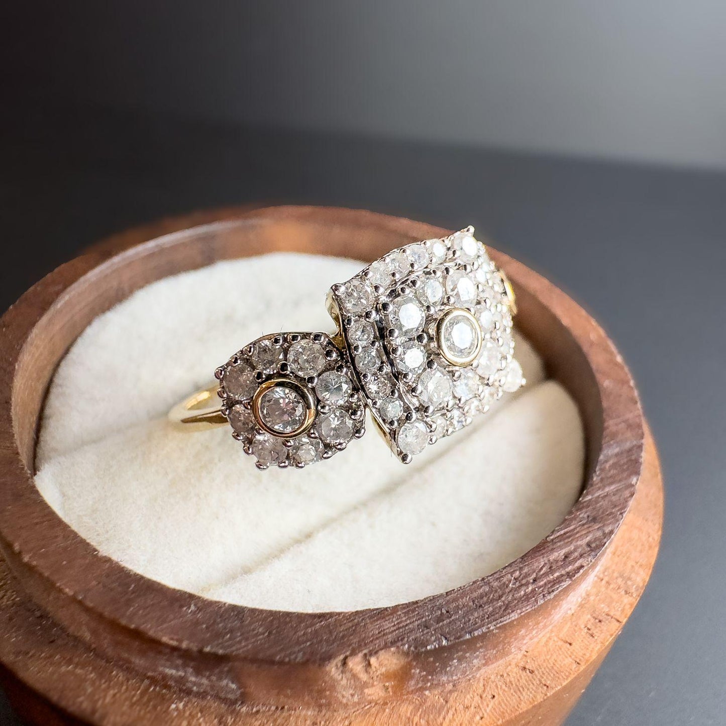 Stunning 9ct Gold Diamond Cluster Ring Art Deco Style Statement Piece 1.0ct Diamonds | UK R 1/2 - US 9.25 | English Hallmarks | Resizable