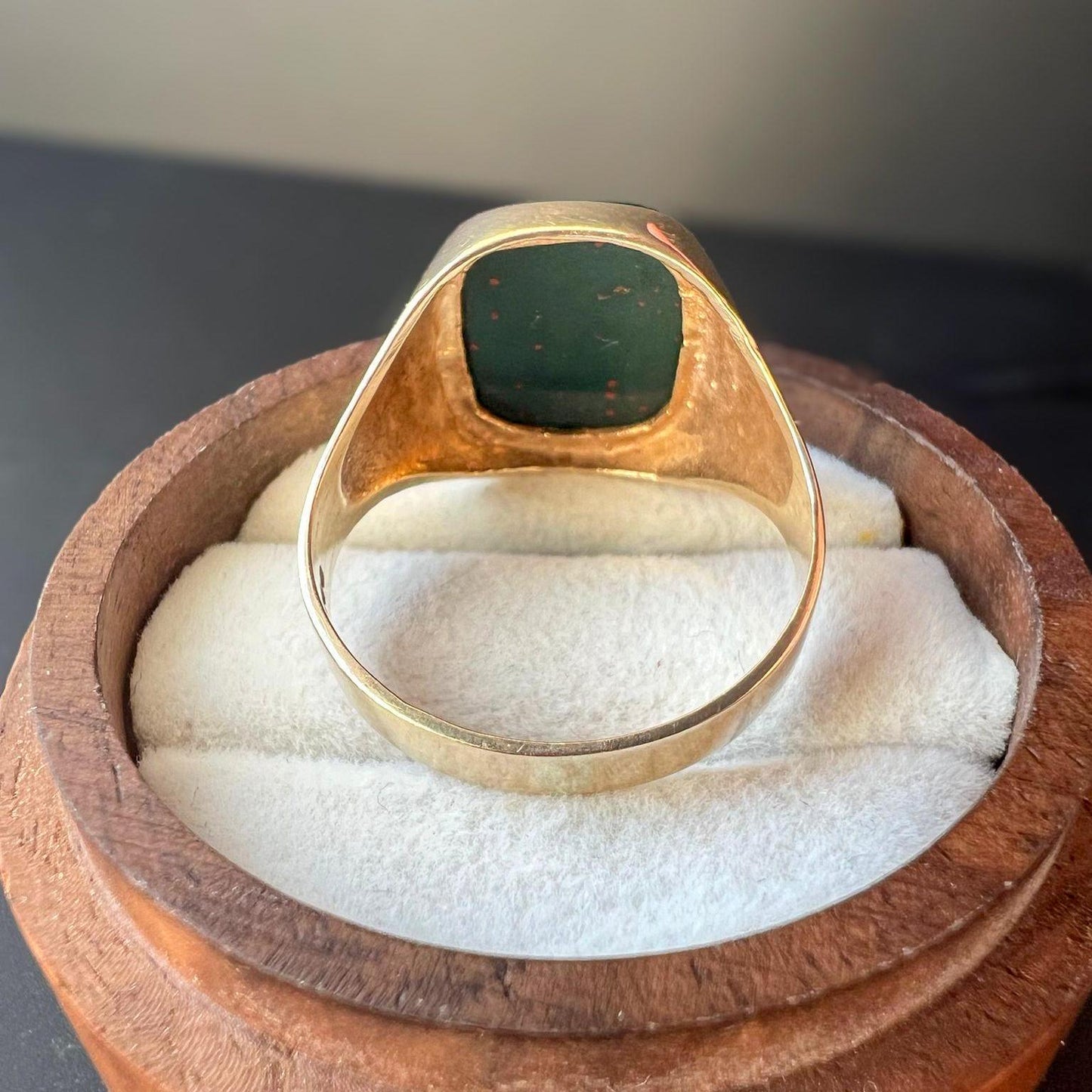 Vintage 1970s 9ct Gold Bloodstone Signet Ring, UK Size V - US 10.5, Classic Men's Statement Ring | English Hallmarks |