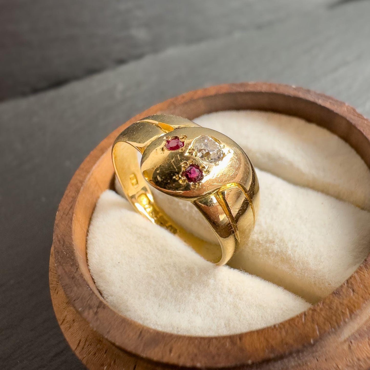 Rare Antique | 18ct Gold Edwardian Serpent Snake Ring, Diamond & Ruby Eyes | Circa 1910 English Hallmarks | UK O 1/2 -US 7.5 | Resizable