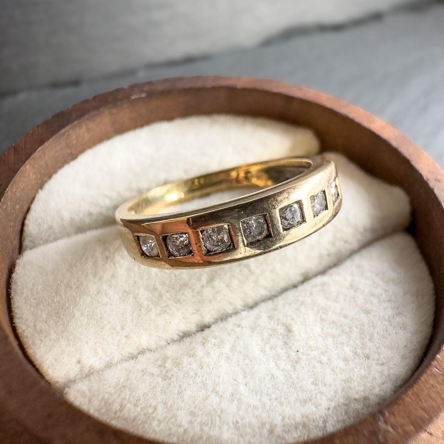 Vintage 9ct Gold 0.25ct Diamond Half Eternity Ring | Elegant Channel-Set Band | Stackable Band ring |UK Size K - US Size 5.5 | Resizable
