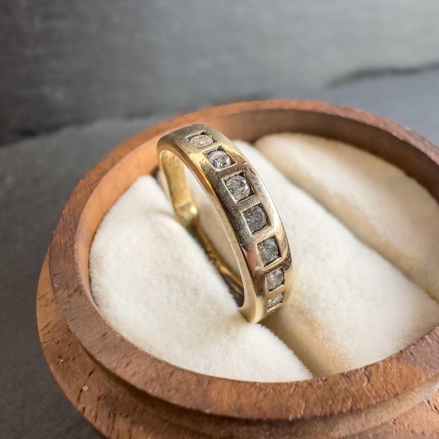 Vintage 9ct Gold 0.25ct Diamond Half Eternity Ring | Elegant Channel-Set Band | Stackable Band ring |UK Size K - US Size 5.5 | Resizable