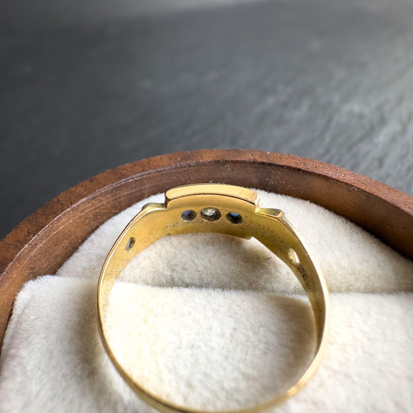 15ct Antique Solid Gold Sapphire and Diamond Gypsy Ring | Bold Mens or Unisex Jewelry | UK N 1/2 - US 7 | Victorian Ring | Resizable |