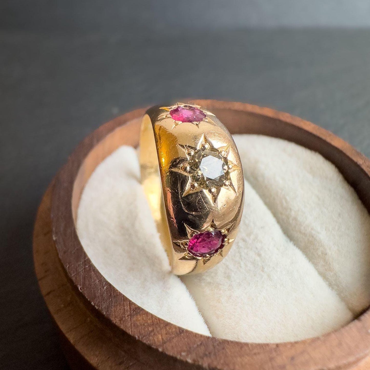 18ct Gold | Victorian | Ruby & Old Cut Diamond Gypsy Ring