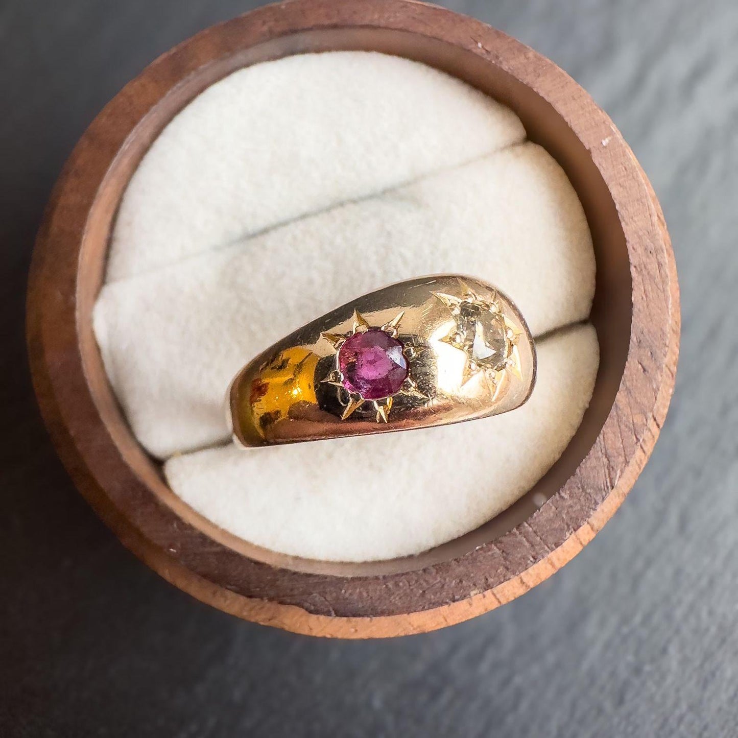 18ct Gold | Victorian | Ruby & Old Cut Diamond Gypsy Ring