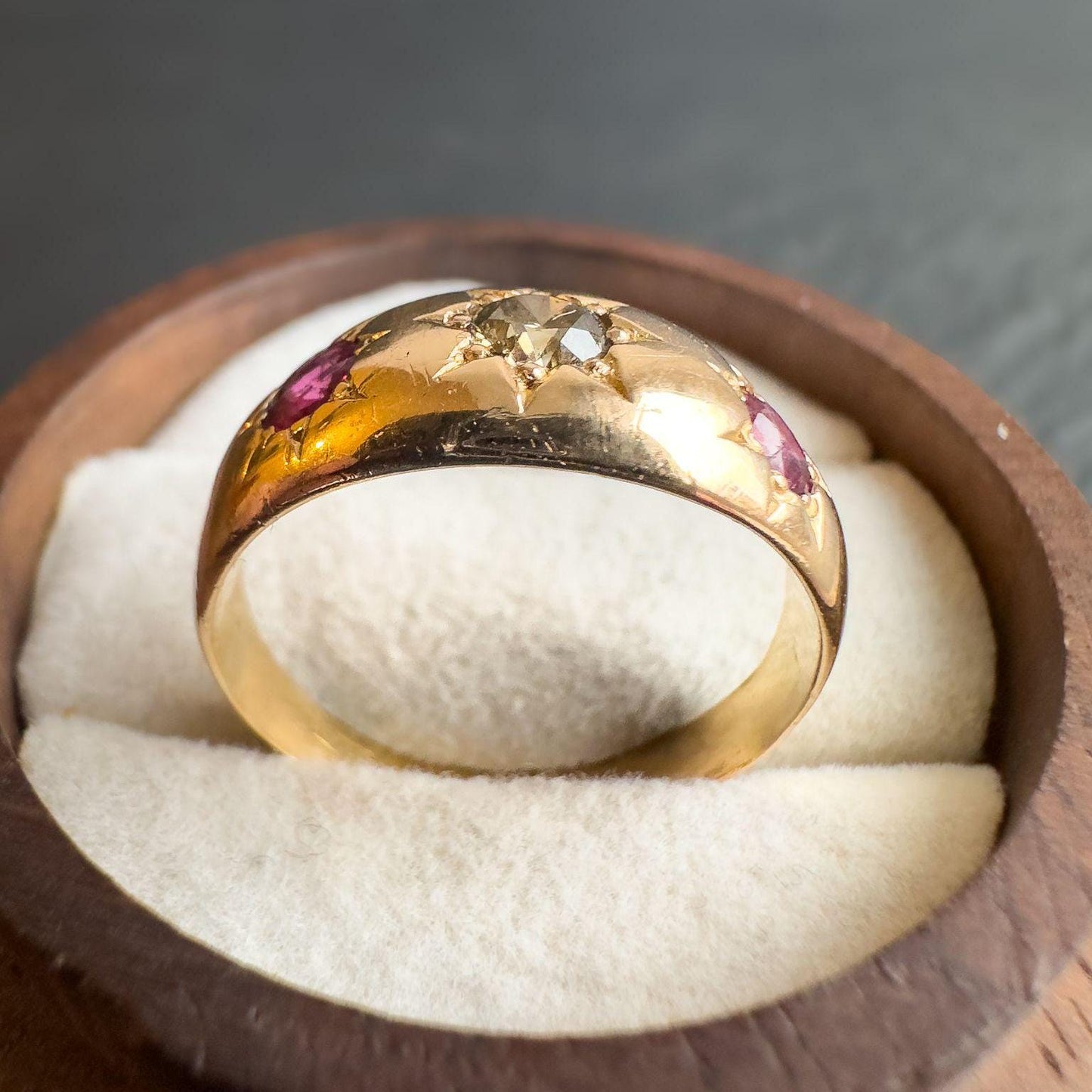 18ct Gold | Victorian | Ruby & Old Cut Diamond Gypsy Ring