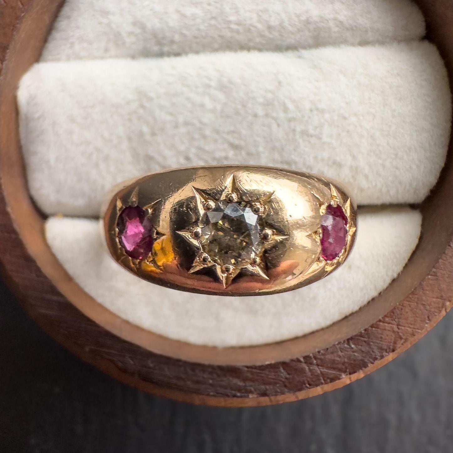 18ct Gold | Victorian | Ruby & Old Cut Diamond Gypsy Ring