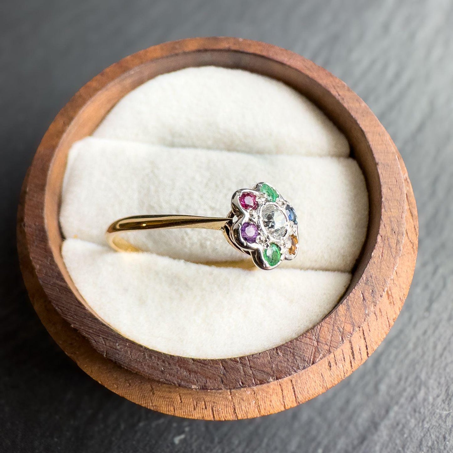 Antique Victorian 18ct Gold DEAREST Ring with Gemstones | Emerald, Amethyst, Ruby, Sapphire, Topaz, Diamond | Sentimental Vintage Jewelry