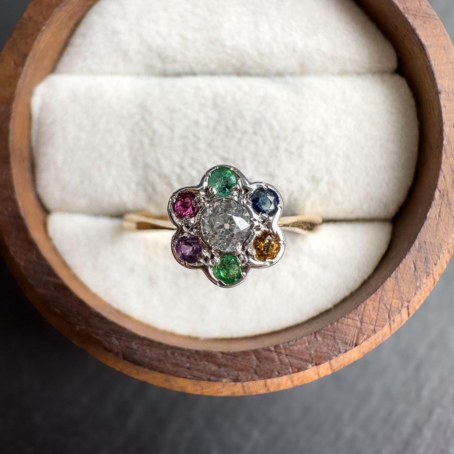 Antique Victorian 18ct Gold DEAREST Ring with Gemstones | Emerald, Amethyst, Ruby, Sapphire, Topaz, Diamond | Sentimental Vintage Jewelry