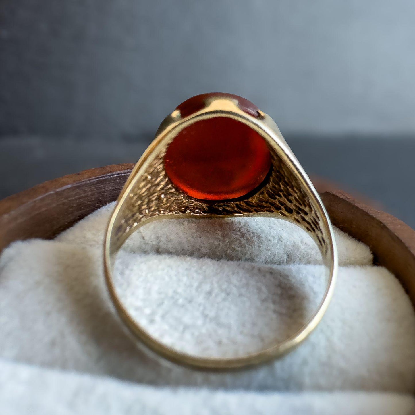9ct Gold Carnelian Intaglio Ring | Roman Style Cameo Ring | Vintage Signet Ring | English Hallmarked | UK R - US 8.5 | Resizable |