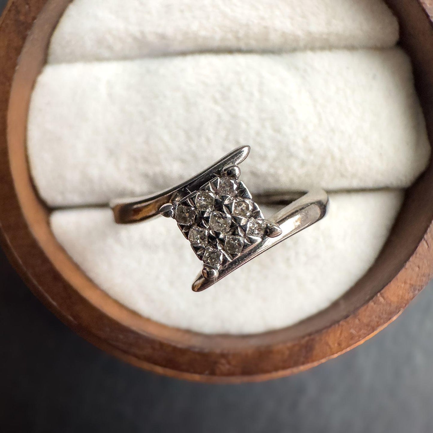 Exquisite 9ct White Gold Diamond Cluster Ring | Vintage-Inspired Fine Jewelry | Elegant Promise Ring Hallmarked | UK I 1/2 US 4.5
