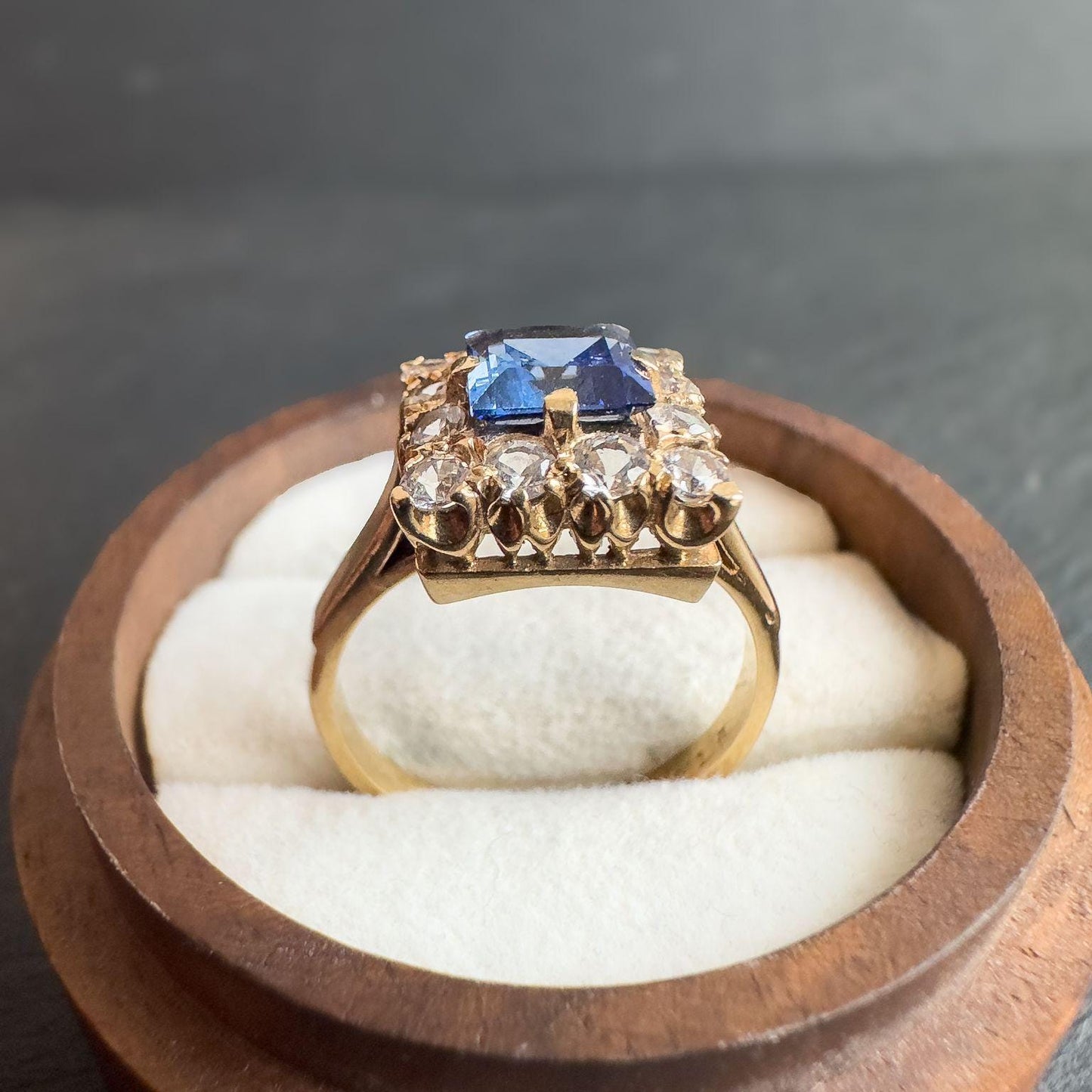 Vintage 9ct Solid Gold Topaz Ring | Bold Square Cut Design | Solid Gold Statement Jewelry | UK M -US 6.25 |