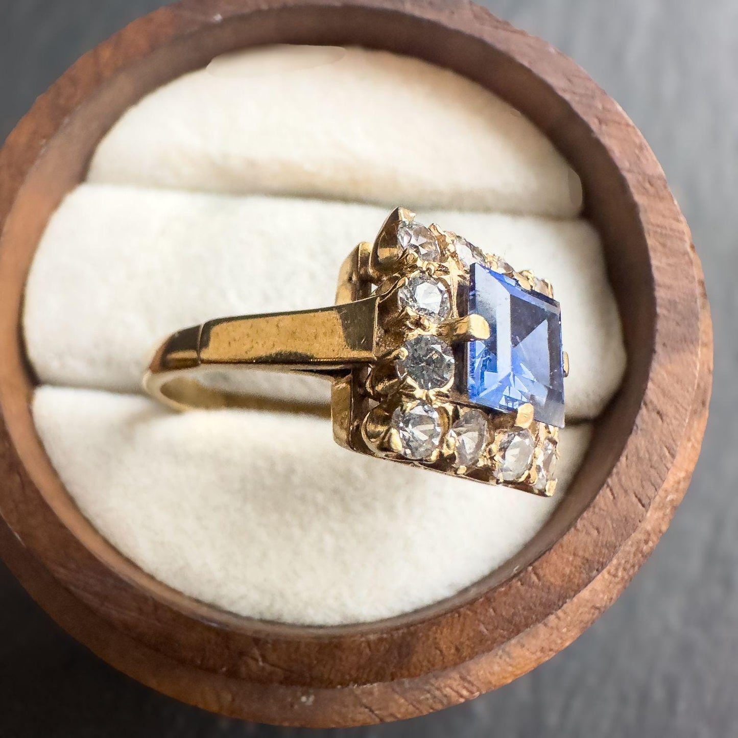 Vintage 9ct Solid Gold Topaz Ring | Bold Square Cut Design | Solid Gold Statement Jewelry | UK M -US 6.25 |