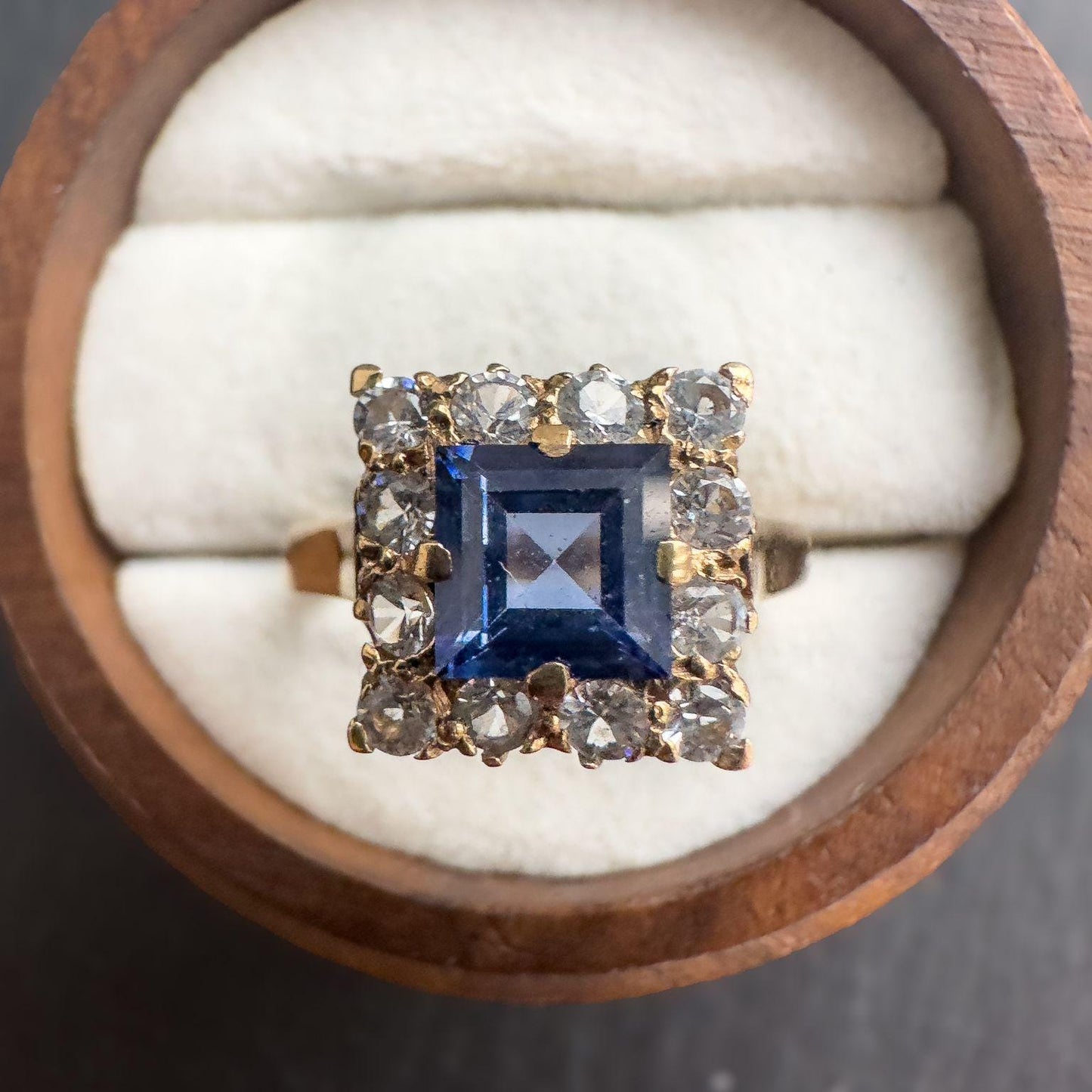 Vintage 9ct Solid Gold Topaz Ring | Bold Square Cut Design | Solid Gold Statement Jewelry | UK M -US 6.25 |
