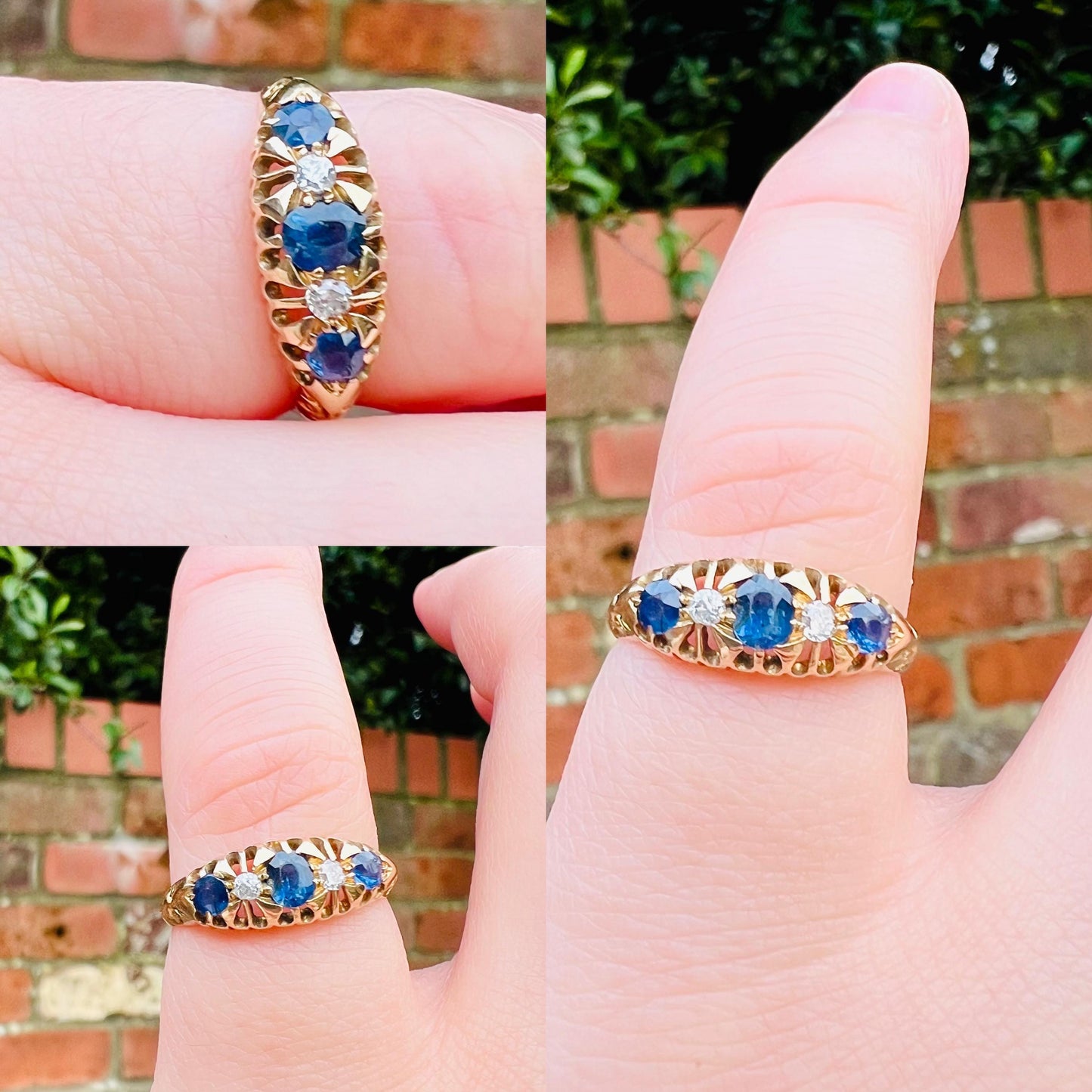 Antique 1912 Edwardian 18ct Gold Sapphire and Diamond Ring | Vintage Sapphire Statement Ring | Edwardian Fine Jewelry | Hallmarked |