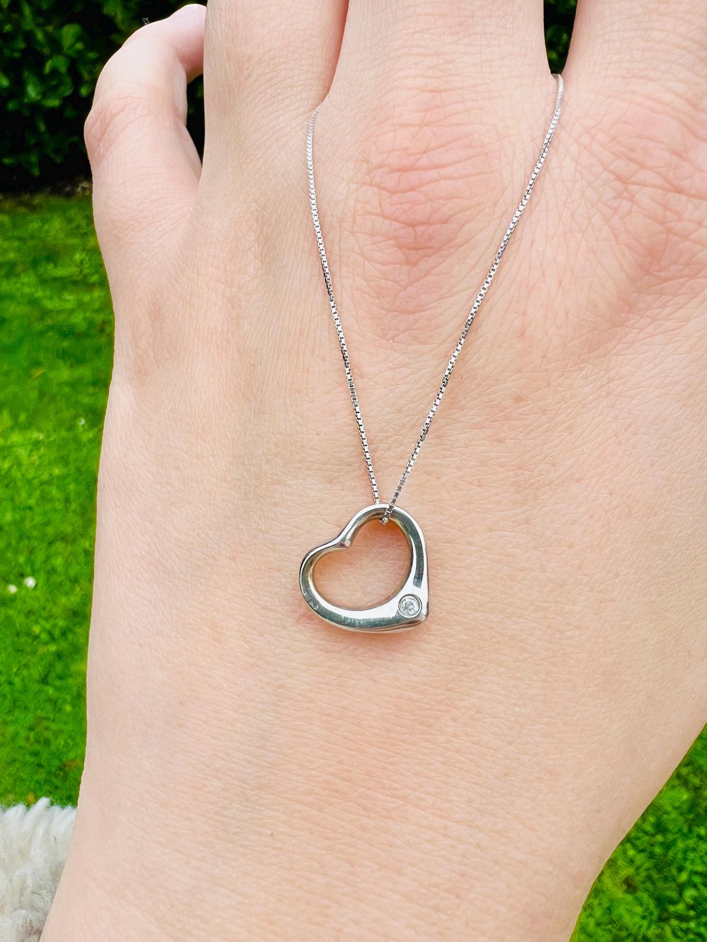 Love Forever: Diamond Heart Pendant in 9ct Solid White Gold with 9ct White gold Fine Chain Necklace | Unique Heart Pendant Necklace Gift