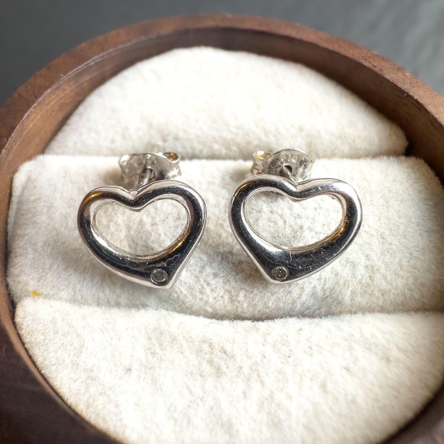 Love Forever: 9ct White Gold Open Heart Earrings with Sparkling Diamond Accents Perfect Gift for Her - English Hallmarks