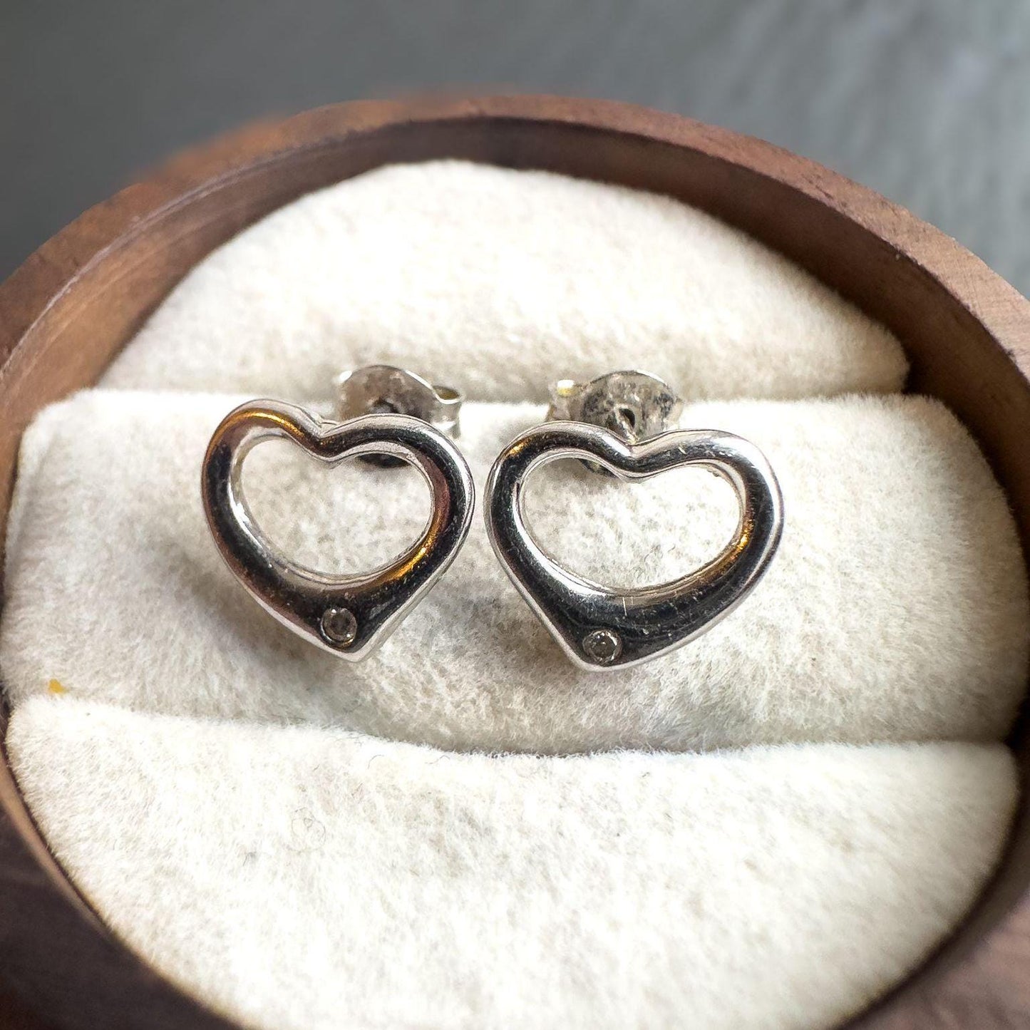 Love Forever: 9ct White Gold Open Heart Earrings with Sparkling Diamond Accents Perfect Gift for Her - English Hallmarks
