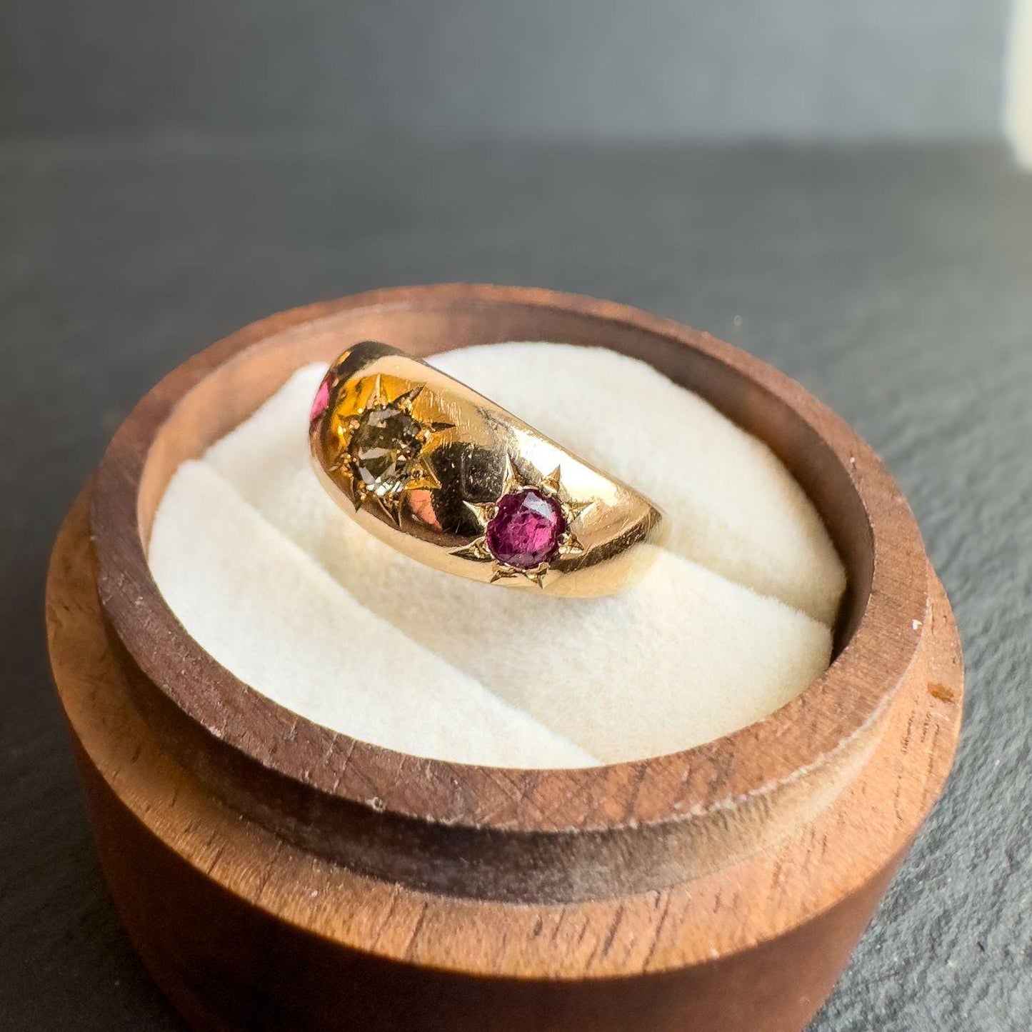 18ct Gold | Victorian | Ruby & Old Cut Diamond Gypsy Ring