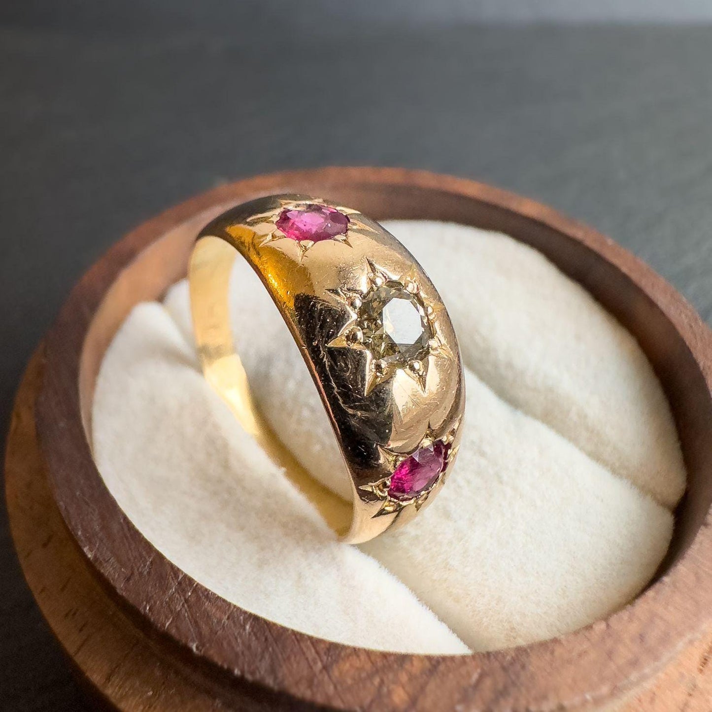 18ct Gold | Victorian | Ruby & Old Cut Diamond Gypsy Ring