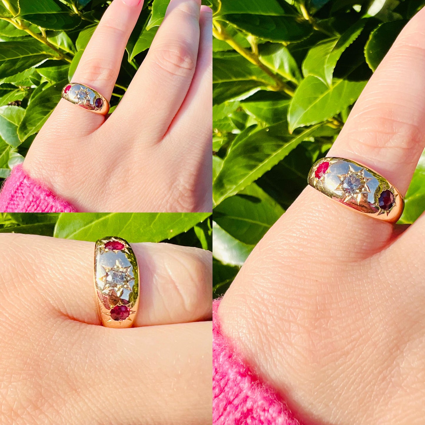 18ct Gold | Victorian | Ruby & Old Cut Diamond Gypsy Ring