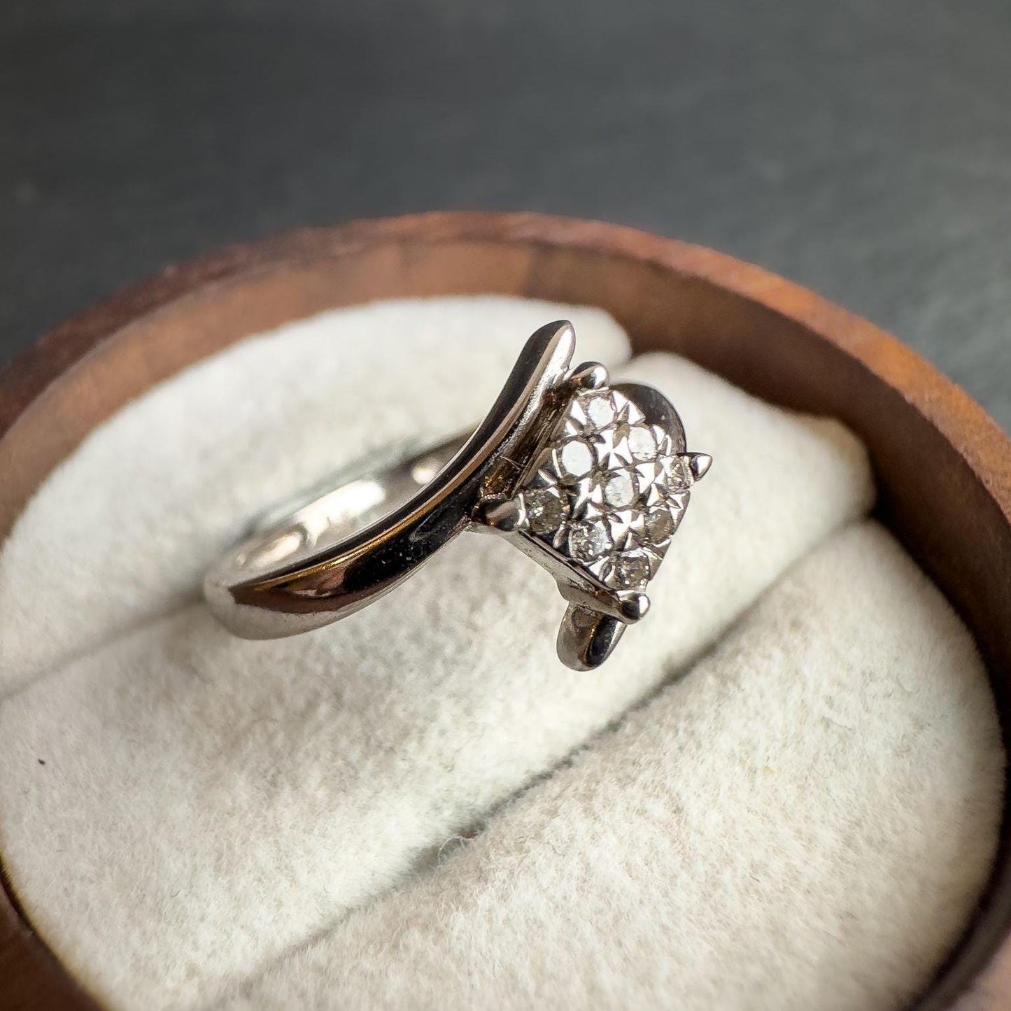 Exquisite 9ct White Gold Diamond Cluster Ring | Vintage-Inspired Fine Jewelry | Elegant Promise Ring Hallmarked | UK I 1/2 US 4.5