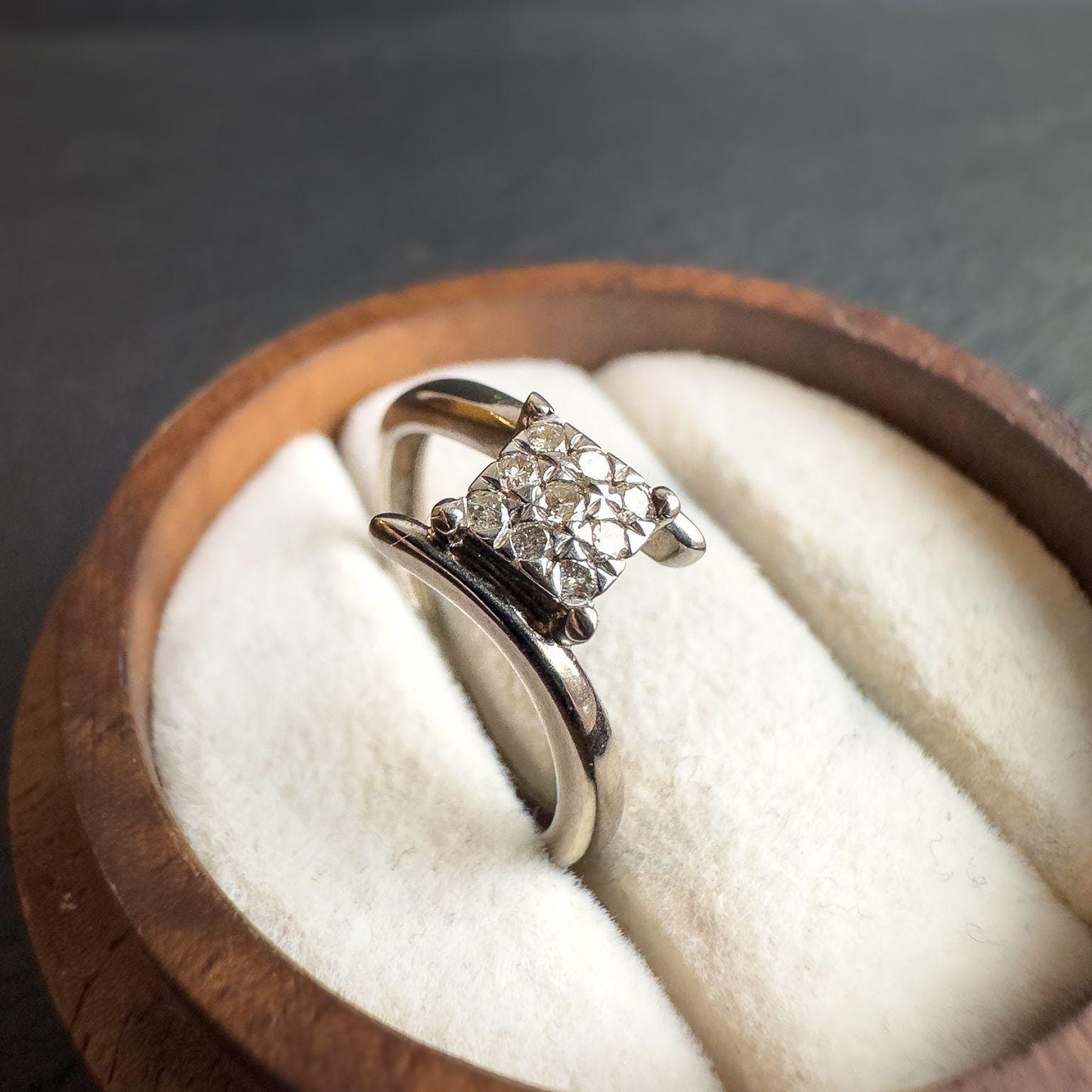 Exquisite 9ct White Gold Diamond Cluster Ring | Vintage-Inspired Fine Jewelry | Elegant Promise Ring Hallmarked | UK I 1/2 US 4.5