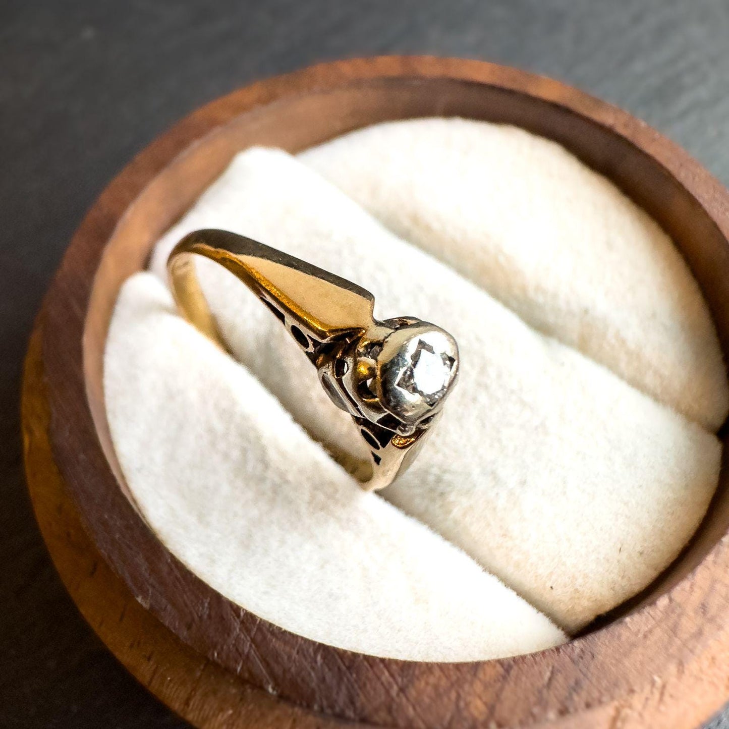 Vintage 9ct Solid Gold Diamond Ring | Unique Retro Design | Statement Gold Ring | UK M - US 6 | English Hallmarked | Resizable |