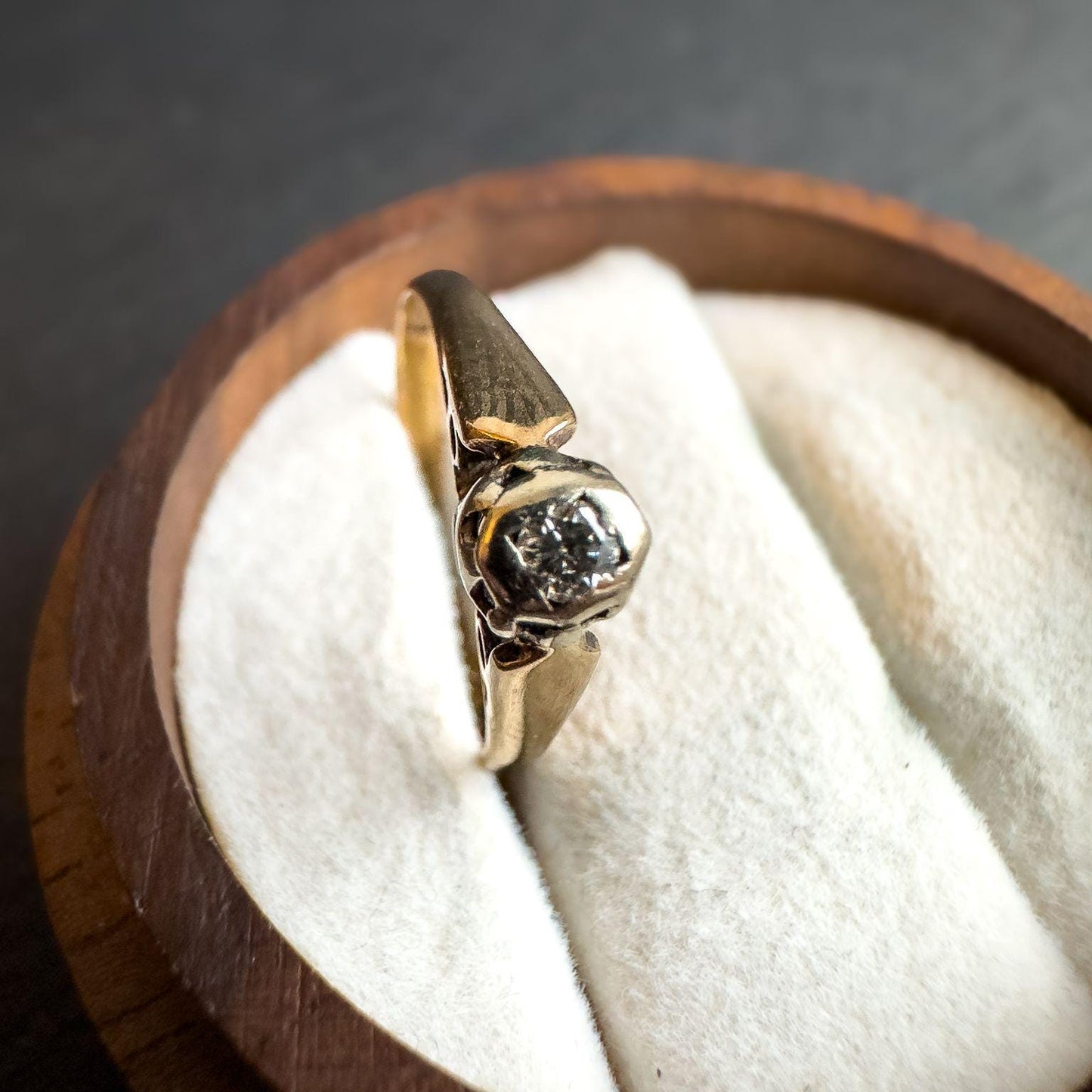 Vintage 9ct Solid Gold Diamond Ring | Unique Retro Design | Statement Gold Ring | UK M - US 6 | English Hallmarked | Resizable |