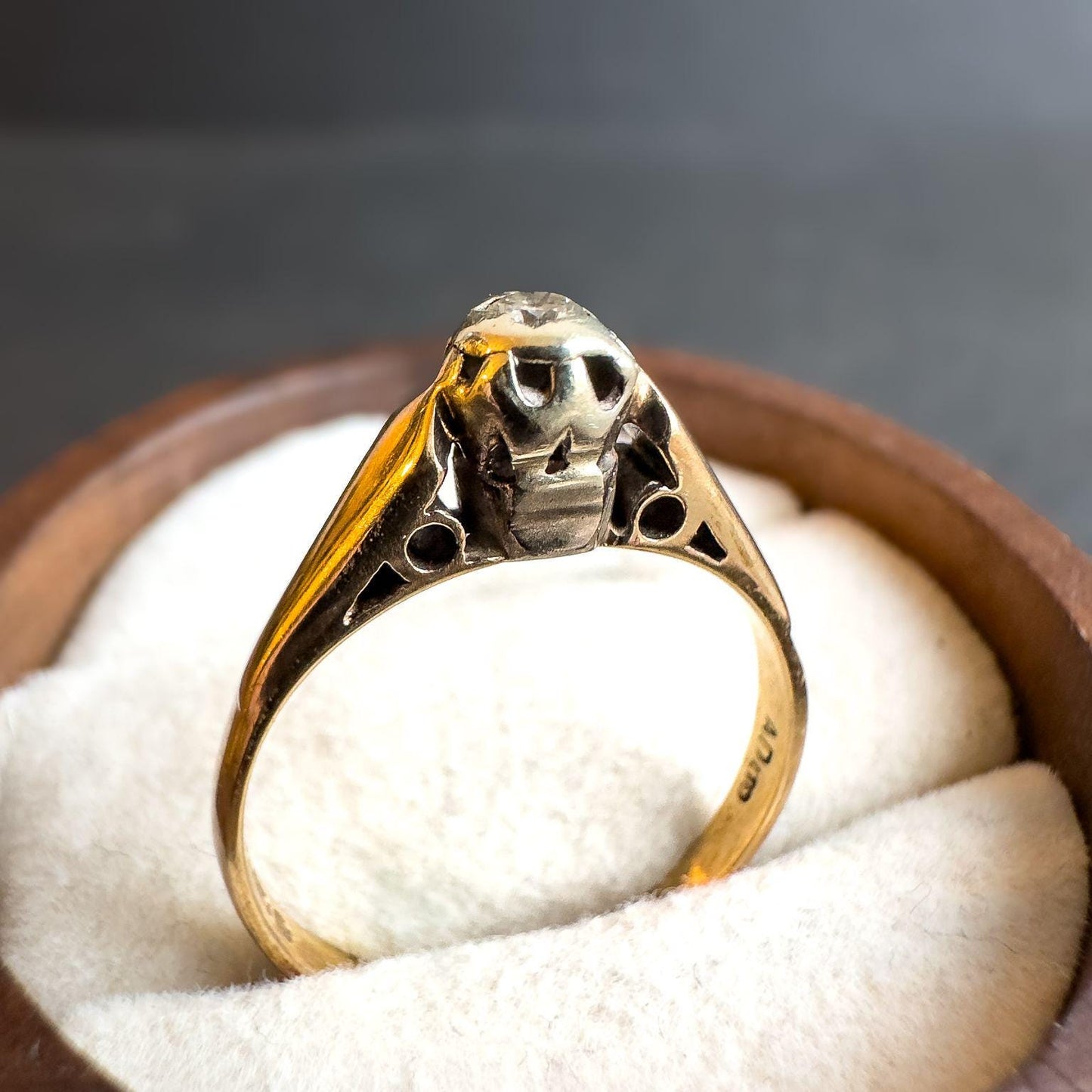 Vintage 9ct Solid Gold Diamond Ring | Unique Retro Design | Statement Gold Ring | UK M - US 6 | English Hallmarked | Resizable |