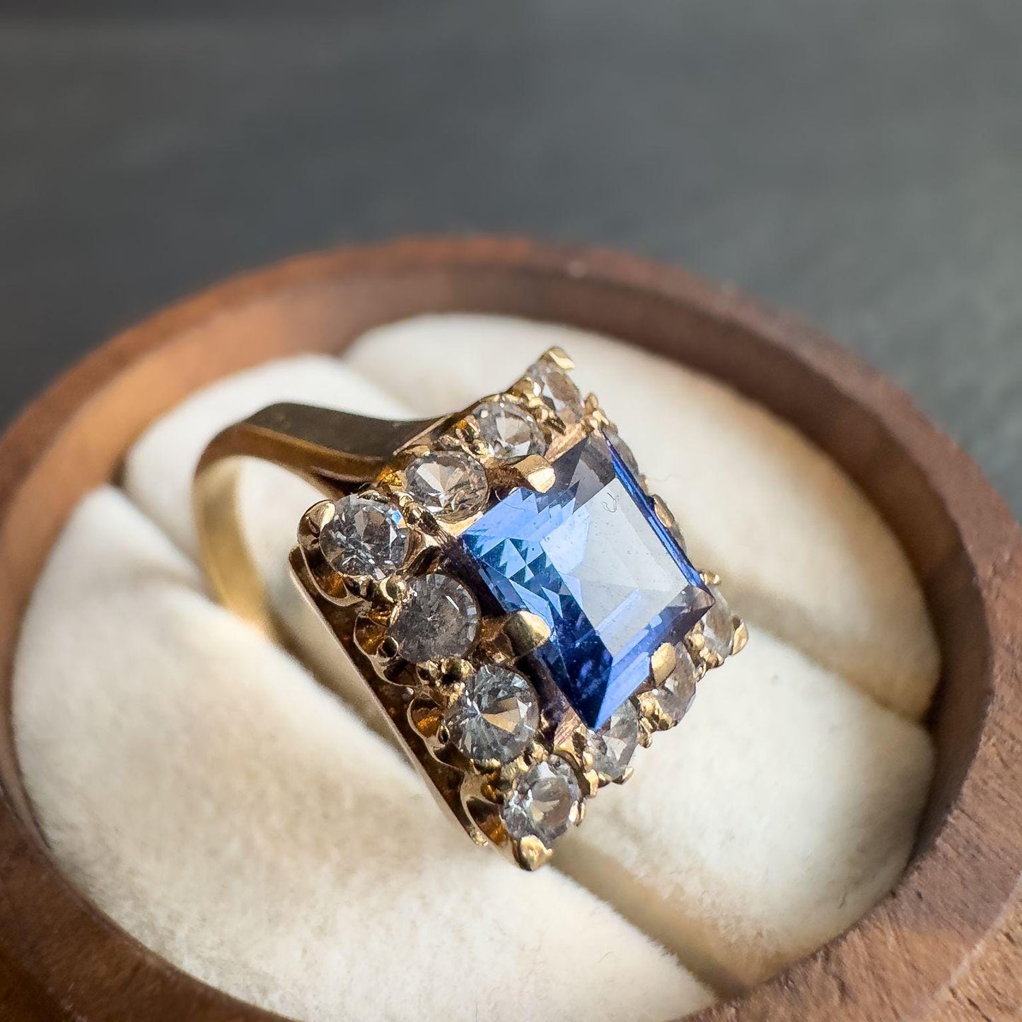 Vintage 9ct Solid Gold Topaz Ring | Bold Square Cut Design | Solid Gold Statement Jewelry | UK M -US 6.25 |