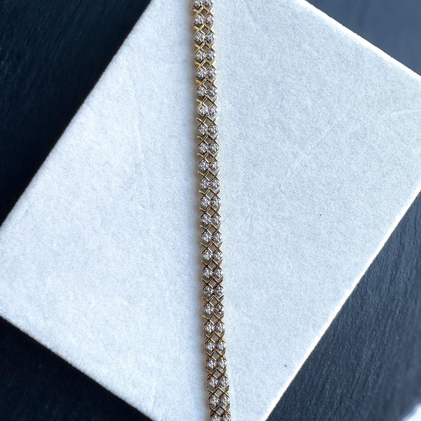 Elegant 9ct Solid Gold Vintage Diamond Bracelet | English Hallmarked | Vintage Lattice Design | Luxury Jewelry | Timeless Jewelry |