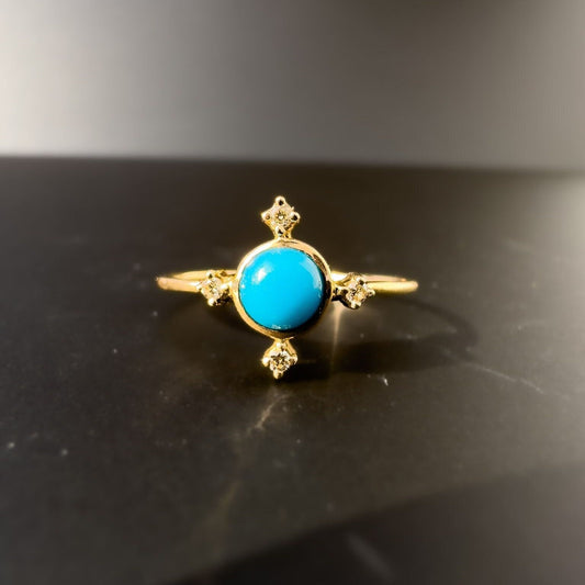 14ct Gold |Turquoise & Diamond Ring |