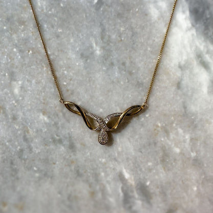 9ct Gold | Vintage | Diamond Pendant & Neclace Set | Pendant Set | Drop Pendant | Wedding Necklace | Bridal Necklace