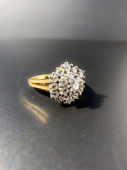 9ct Gold | Vintage |Stunning | Diamond Flower Halo Cluster Ring |Multi Stone Ring | Dress Ring | Engagement Ring | English Hallmarks |