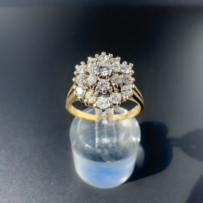 9ct Gold | Vintage |Stunning | Diamond Flower Halo Cluster Ring |Multi Stone Ring | Dress Ring | Engagement Ring | English Hallmarks |