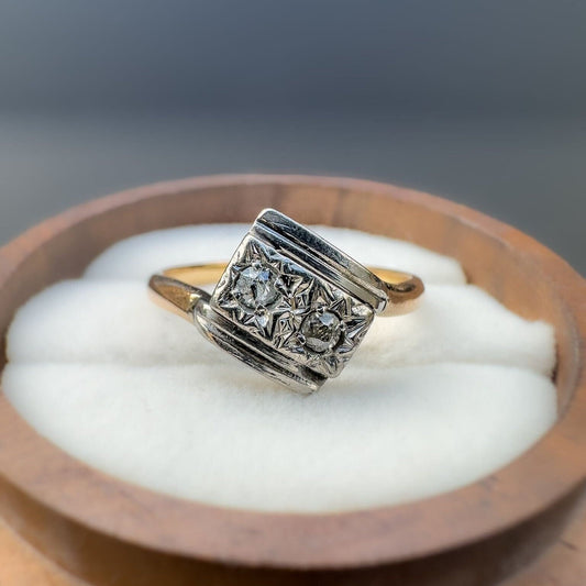Gorgeous Art Deco | Vintage | 18ct | 18k Gold & Platinum | Diamond Crossover Ring | Statement Ring |