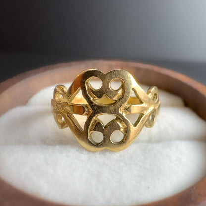 90s | Vintage | 9ct | 9k Yellow Gold | Celtic Filigree Band Ring | English Hallmarks |