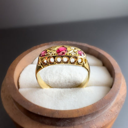 14ct Gold |  Edwardian |  Ruby Trilogy & Diamond Ring |