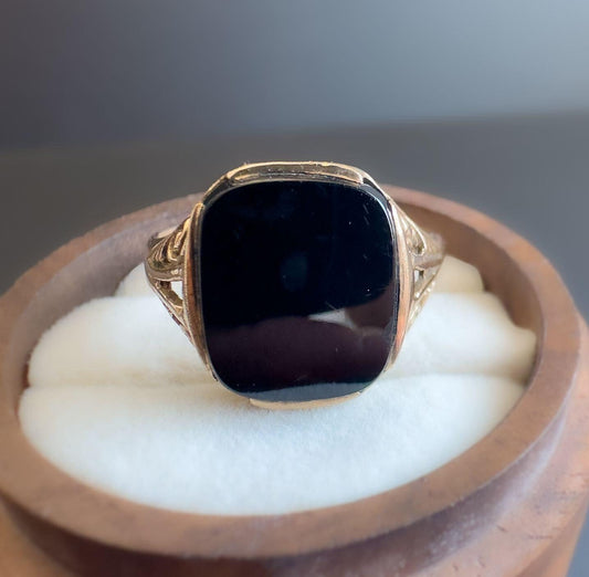 9ct Gold | Vintage | Signet Ring | Onyx Stone | Classic Ring | Yellow Gold Signet Ring | Unisex Signet Ring |