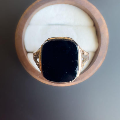 9ct Gold | Vintage | Signet Ring | Onyx Stone | Classic Ring | Yellow Gold Signet Ring | Unisex Signet Ring |