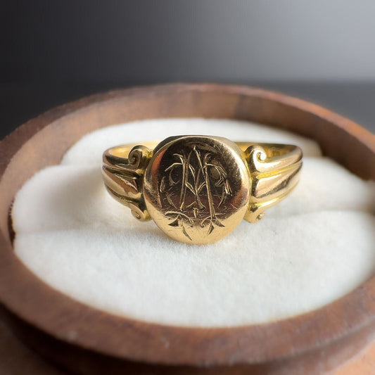 Faboulous 18k | 18ct Yellow Gold | Antique Victorian | Solid Gold Oval Signet Ring |  Gypsy Ring | Band Ring | English Hallmarks