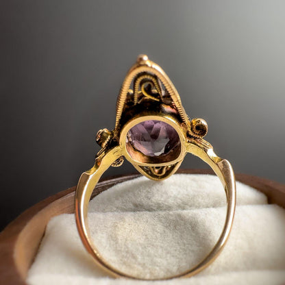 14ct Gold |  Amethyst Marquiuse Shaped Navette Ring |